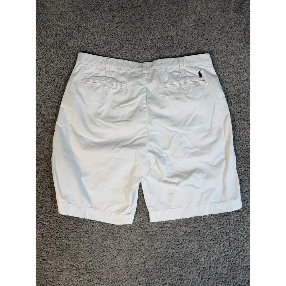 Polo Ralph Lauren Shorts Mens 38 White Chino Cotton Relaxed Fit 9 In Inseam